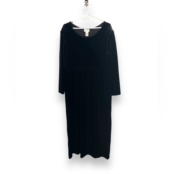 Expo Vintage Scoop Neck Long Sleeve Velvet Shift Dress, Midnight Blue, Size 14 - Picture 1 of 8